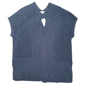 J. Jill Navy Blue Open Front Knit Cotton Blend Vest Cardigan Sweater Size M NWT